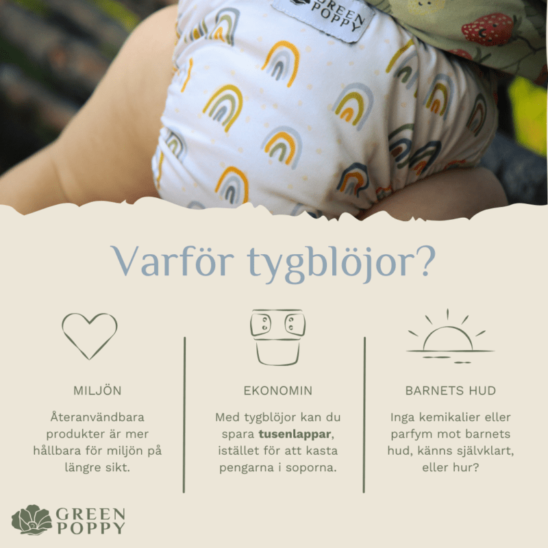 infografik om fördelar mot nackdelar med tygblöjor